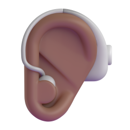 Ear With Hearing Aid: medium-dark skin tone