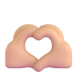 Heart Hands: medium-light skin tone