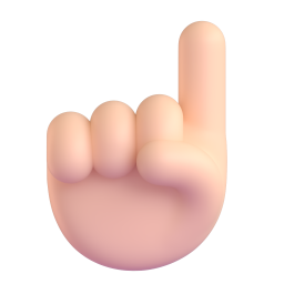 White Up Pointing Index: light skin tone