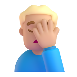 Man Facepalming: medium-light skin tone