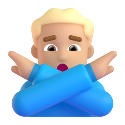 Man Gesturing No: medium-light skin tone