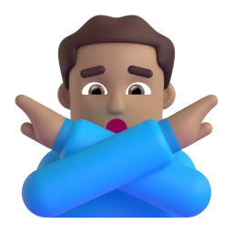 Man Gesturing No: medium skin tone