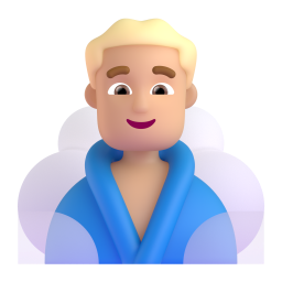 Man In Steamy Room: medium-light skin tone