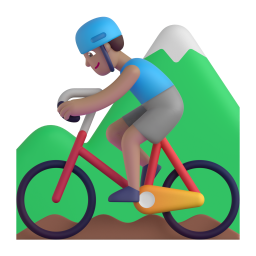 Man Mountain Biking: medium skin tone