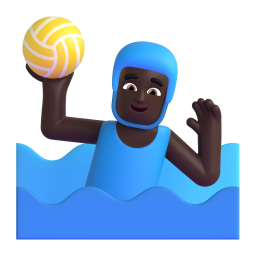 Man Playing Water Polo: dark skin tone