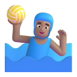 Man Playing Water Polo: medium skin tone
