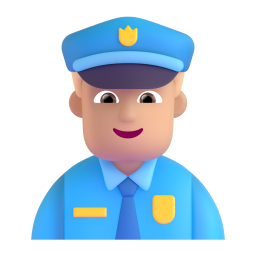 Man Police Officer: medium-light skin tone