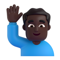 Man Raising Hand: dark skin tone