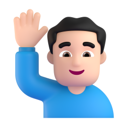Man Raising Hand: light skin tone