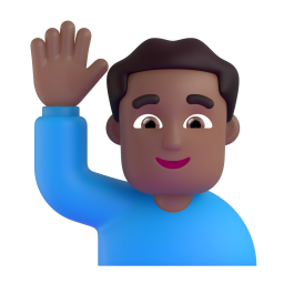 Man Raising Hand: medium-dark skin tone