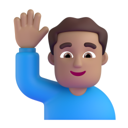 Man Raising Hand: medium skin tone