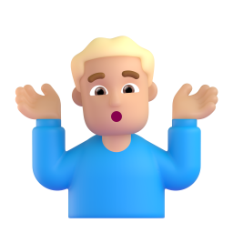 Man Shrugging: medium-light skin tone