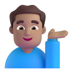 Man Tipping Hand: medium skin tone