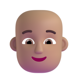 Person: Bald: medium skin tone
