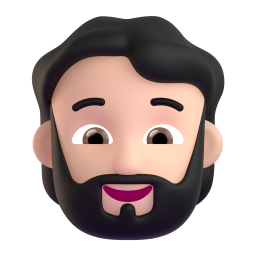Bearded Person: light skin tone
