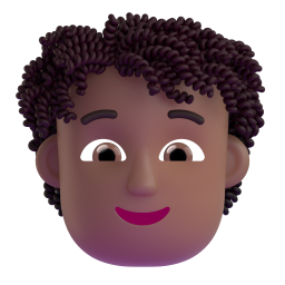 Person: Curly Hair: medium-dark skin tone