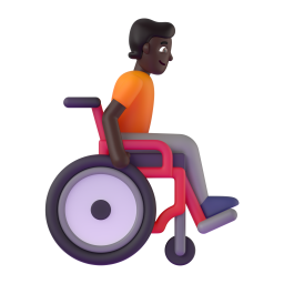 Person In Manual Wheelchair Facing Right: dark skin tone