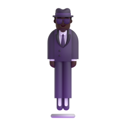 Person In Suit Levitating: dark skin tone