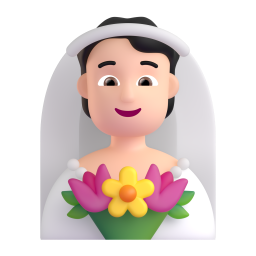 Bride With Veil: light skin tone