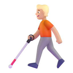Person With White Cane: medium-light skin tone