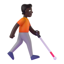 Person With White Cane Facing Right: dark skin tone