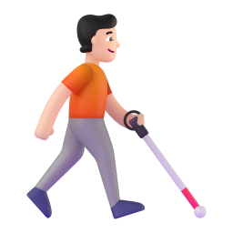 Person With White Cane Facing Right: light skin tone