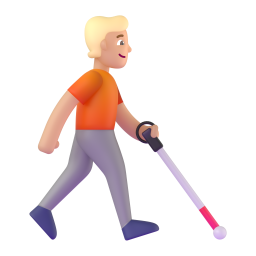 Person With White Cane Facing Right: medium-light skin tone