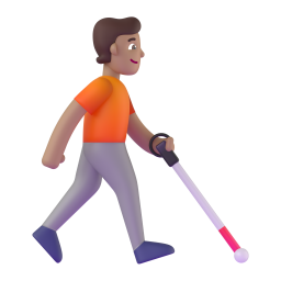 Person With White Cane Facing Right: medium skin tone