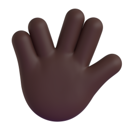 Raised Hand With Part Between Middle And Ring Fingers: dark skin tone