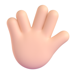 Raised Hand With Part Between Middle And Ring Fingers: light skin tone