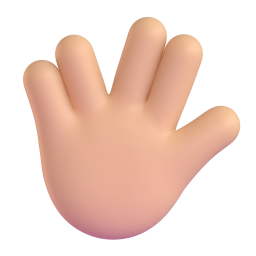 Raised Hand With Part Between Middle And Ring Fingers: medium-light skin tone