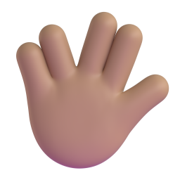 Raised Hand With Part Between Middle And Ring Fingers: medium skin tone