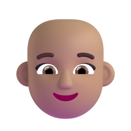 Woman: Bald: medium skin tone