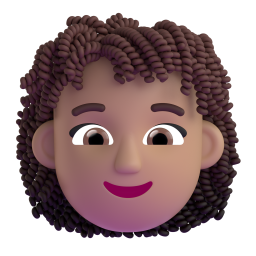 Woman: Curly Hair: medium skin tone