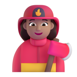 Woman Firefighter: medium skin tone