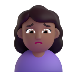 Woman Frowning: medium-dark skin tone
