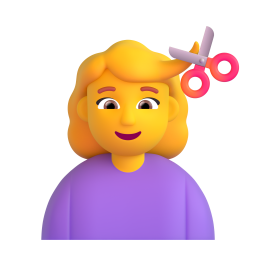 WOMAN GETTING HAIRCUT 3D Emoji - High Quality 3D Rendered Emoji WOMAN GETTING HAIRCUT 3D Emoji - High Quality 3D Rendered Emoji