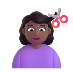 Woman Getting Haircut: medium-dark skin tone