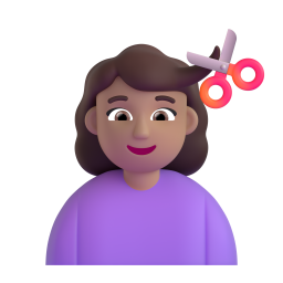 Woman Getting Haircut: medium skin tone