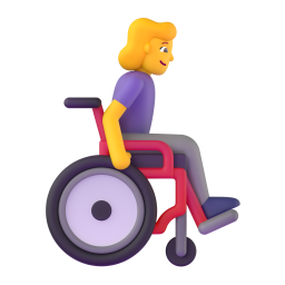 WOMAN IN MANUAL WHEELCHAIR FACING RIGHT 3D Emoji - High Quality 3D Rendered Emoji WOMAN IN MANUAL WHEELCHAIR FACING RIGHT 3D Emoji - High Quality 3D Rendered Emoji