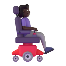 Woman In Motorized Wheelchair Facing Right: dark skin tone