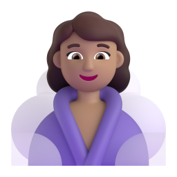 Woman In Steamy Room: medium skin tone