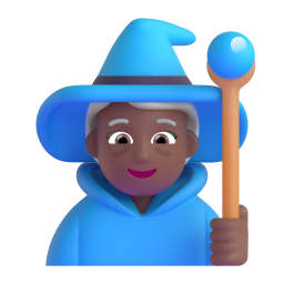 Woman Mage: medium-dark skin tone