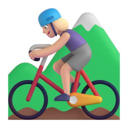 Woman Mountain Biking: medium-light skin tone