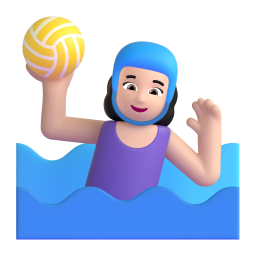 Woman Playing Water Polo: light skin tone