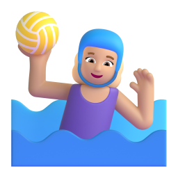 Woman Playing Water Polo: medium-light skin tone