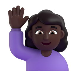 Woman Raising Hand: dark skin tone