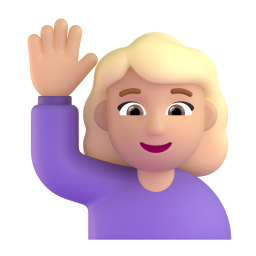 Woman Raising Hand: medium-light skin tone