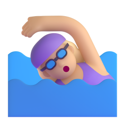 女生游泳: 中等-浅肤色