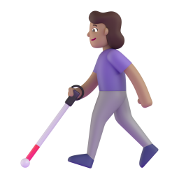 Woman With White Cane: medium skin tone